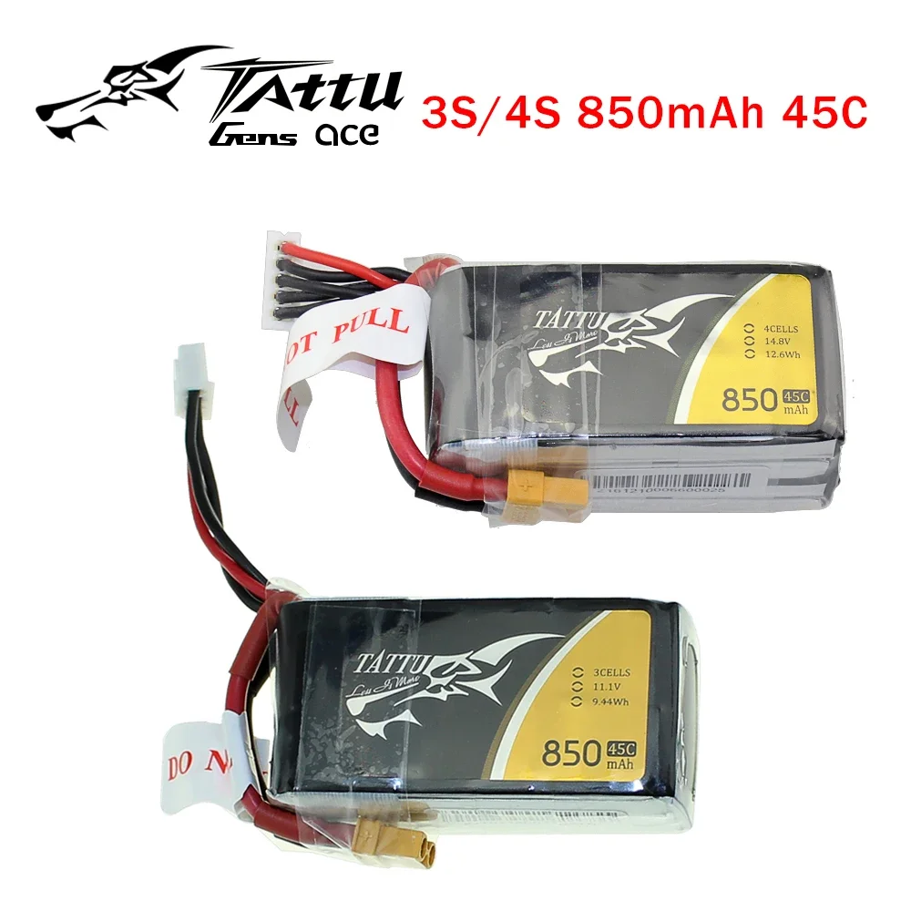 Akumulator Tattu LiPo 1S 2S 3S 4S 220 450 650 850 1300 1550 1800 2500MAh 45C 75C 95C XT30 XT60 Wtyczka do drona wyścigowego RC FPV