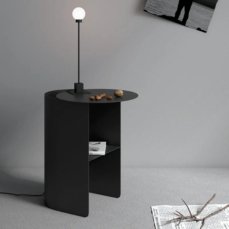 Stainless Steel Side Table for Bedroom Modern Minimalist End Table with Storage Contemporary Sofa Shelf Space-Saving Corner Desk image 3