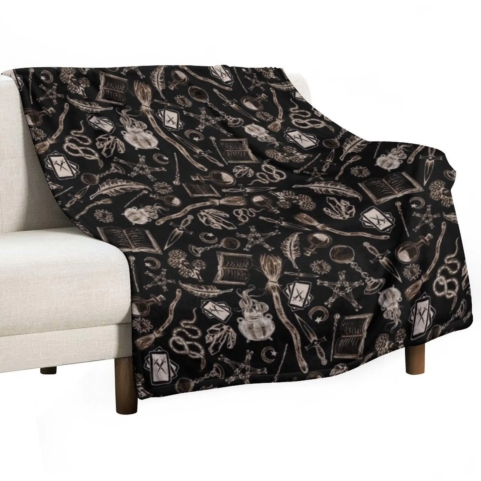 Modern Witches Altar in Black and Gold Throw Blanket Stuffeds cosplay anime for babies Travel for winter Blankets