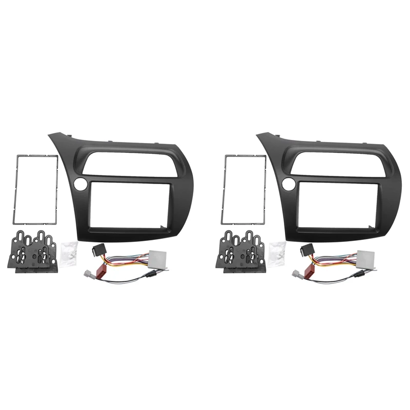 

2X For Honda Civic Double Din Fascia Radio Dvd Stereo Cd Panel Dash Mounting Installation Trim Kit With Wire Harness