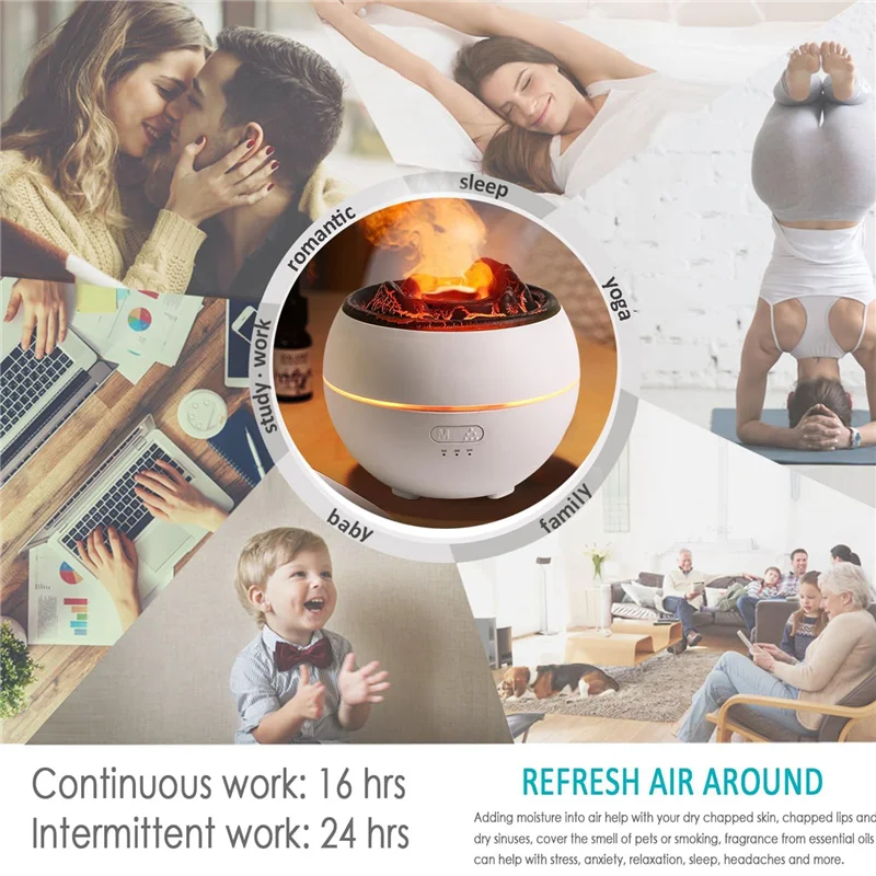 Pokój z dyfuzorami olejków eterycznych: 360 ml dyfuzor do aromaterapii do domu, działający 24 godziny z automatycznym wyłączaniem, nawilżacz Trwały, łatwy w użyciu H