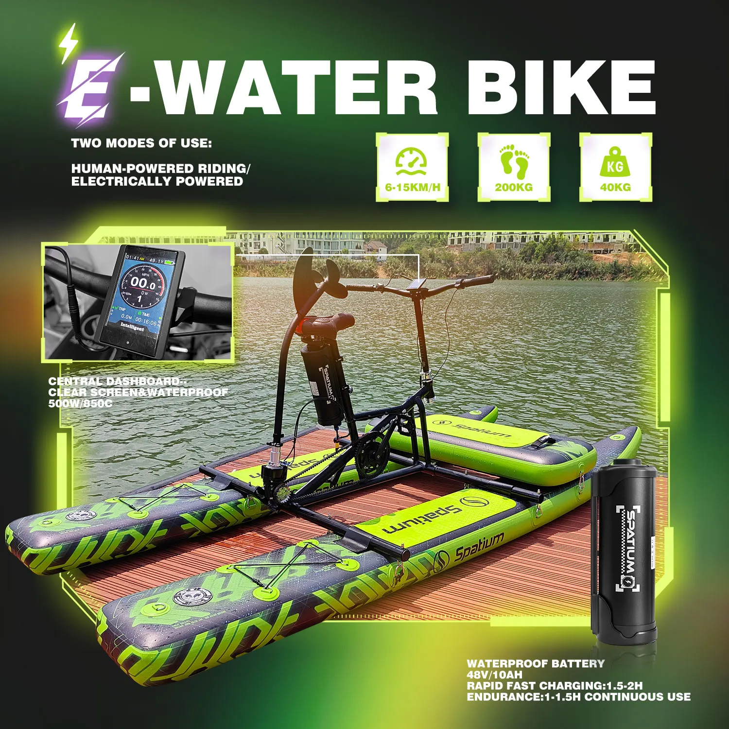 Spatium New Production Electric Water Padel Bicycle Inflatable E-Water Bicycle Inflatable Pedal Electric Water Bike For Sale