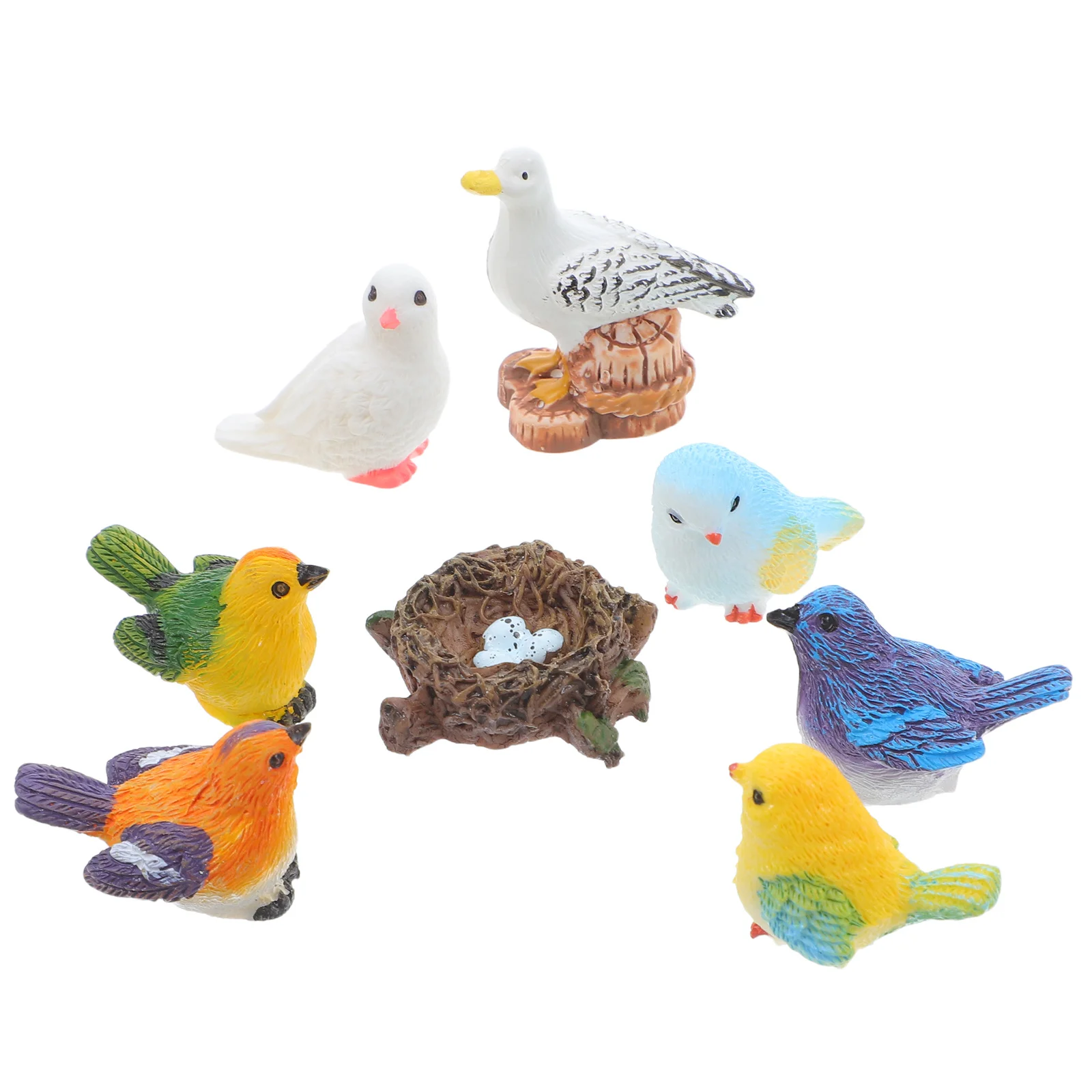 

8Pcs Resin Miniature Birds Realistic Small Bird Sculptures for Garden Patio Lawn Decorative Display Small Bird Figurines