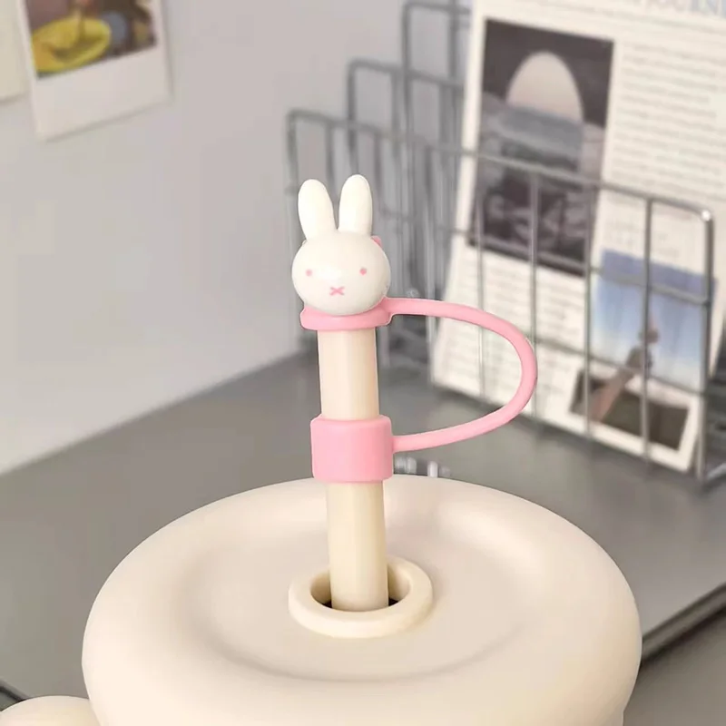 Kawaii الكرتون ميفي أرنب لطيف غطاء من القش الغبار برهان 10 مللي متر الحجم العالمي غطاء للحماية الكرتون ديكور ملحق الفتيات #5