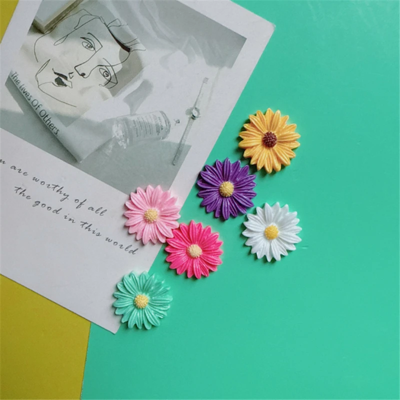 20pcs/lot new creative 26mm sunflower beads resin charm connectors for diy earrings hair jewelry making accessories material