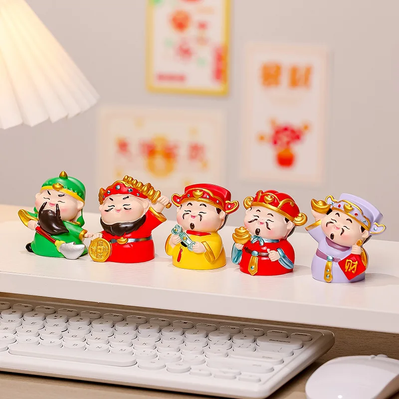 Creative Cute God of Wealth Figurine|Premium Resin Craft|Office Desk Decoration|Blind Box Figure|Elegant Gift for Home&Work