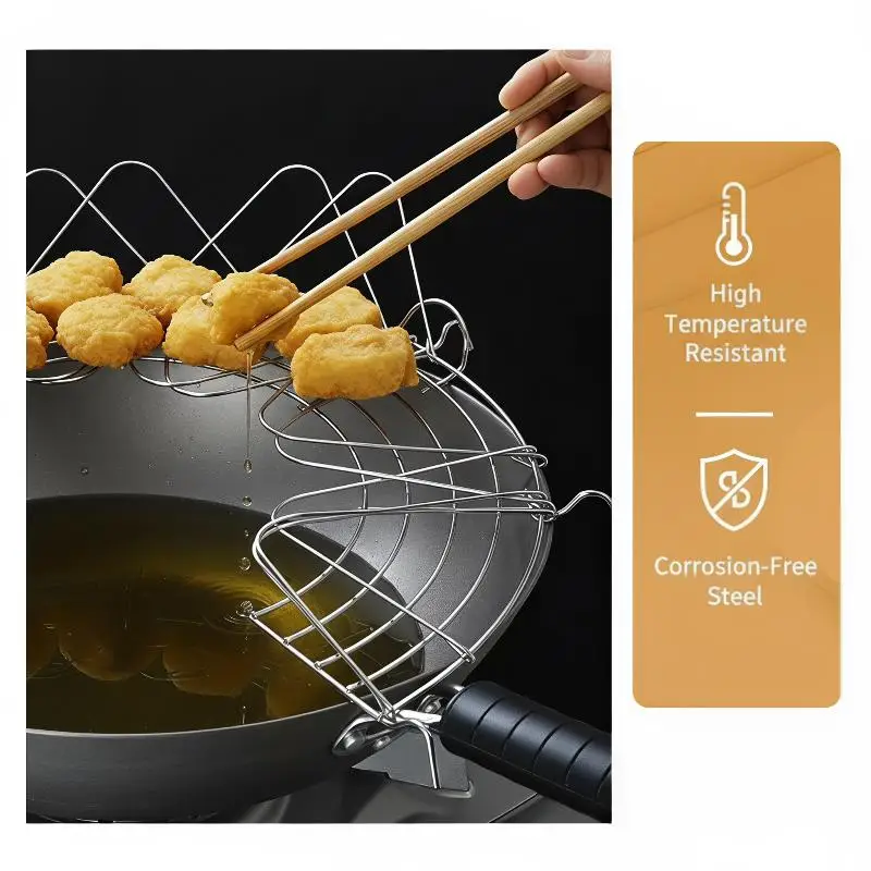 New Foldable Filter Oil Rack Stainless Steel With Fence Frying Rack For Frying