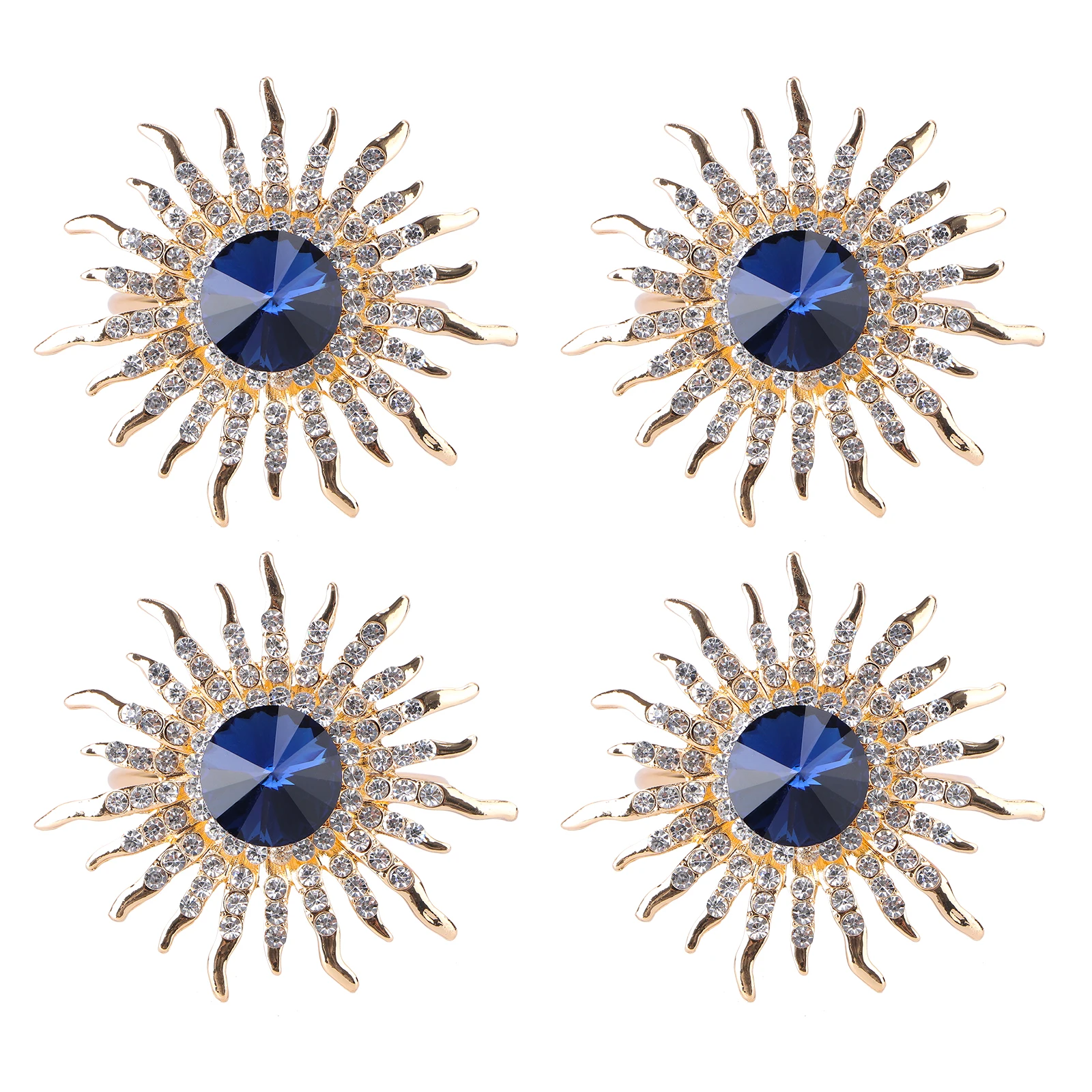 

4pcs Napkin Rings Gold Flowers Decorative Table Christmas Holders Banquet Round Party Dining Kitchen Bar Accessories