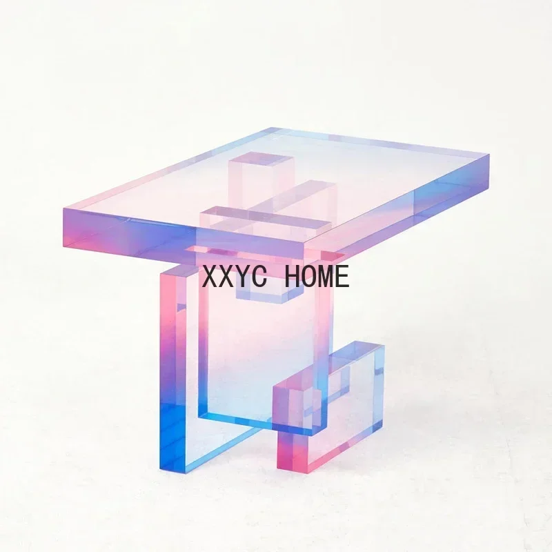 

Light Luxury Art Gradient Acrylic Small Coffee Table Creative Decoration Corner Table Living Room Dyeing Side Table