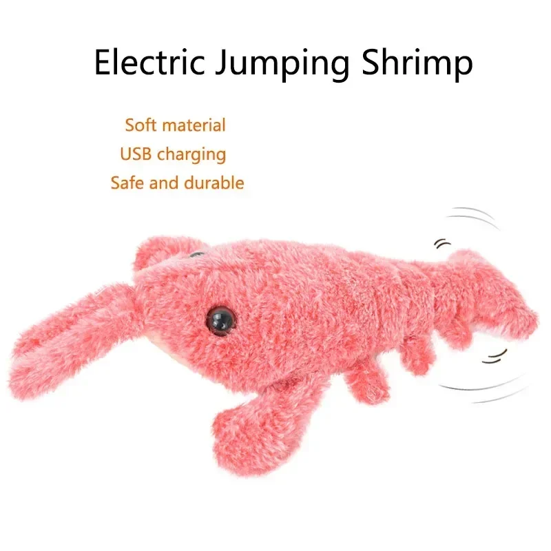 Electric Jumping Cat toy Shrimp Moving Simulation Lobster Electronic Plush Toys For Pet dog cat Children Stuffed Animal toy