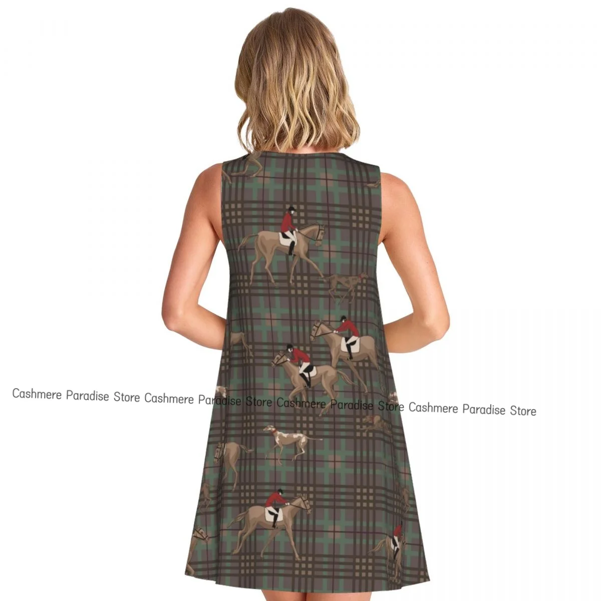レディースドレス 遊び心のある馬と乗馬者 サマーカジュアル Tシャツドレス ビーチカバーアップ タンクドレス