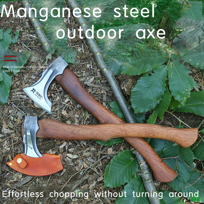 Outdoor campsite logging, chopping wood, wooden handle, mountain axe, hardware, fire emergency, high-quality axe