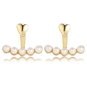 Wukalo-Louro Color Heart Pearl Earrings for women, elegant jewelry for girls, Korean fashion accessories, wholesale, new, 2024 8 Main Wholesale Sales - №4
