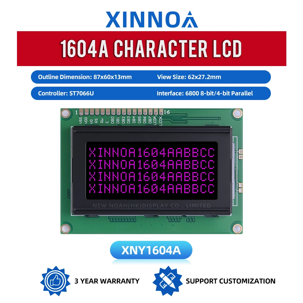 BTN pellicola nera Viola 1604A Modulo display LCM Dot Matrix 02*16 LCD 3,6 pollici Controller ST7066U Schermo a matrice di punti caratteri