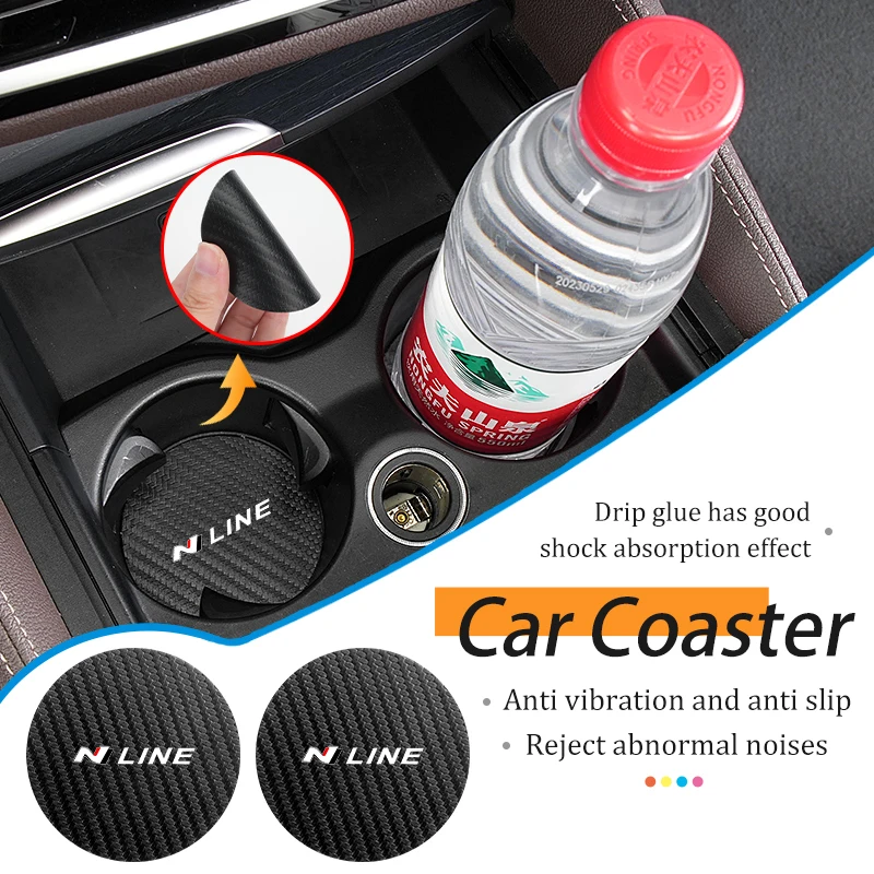 2pcs Car Coaster Water Cup Holder Anti-Slip Pads Accessories For Hyundai Sonata i30 i20 Tucson Elantra Kona N Line