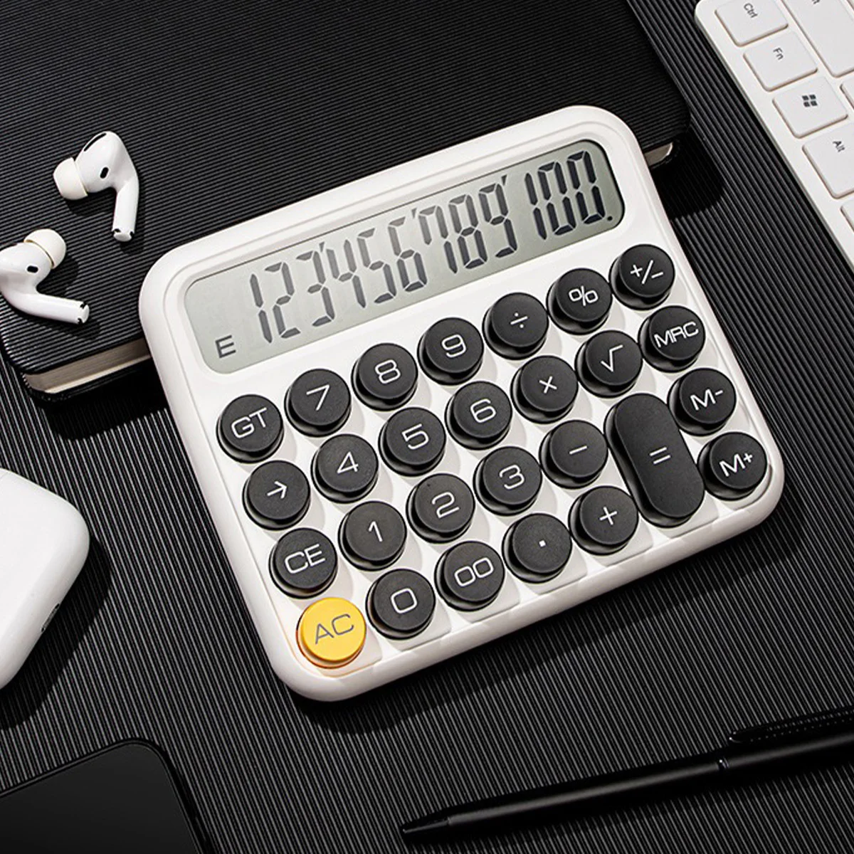 12-digit Desktop Calculator Large LCD Display Round Button Cute Gradient Color Design Suitable for School Student Office Finance