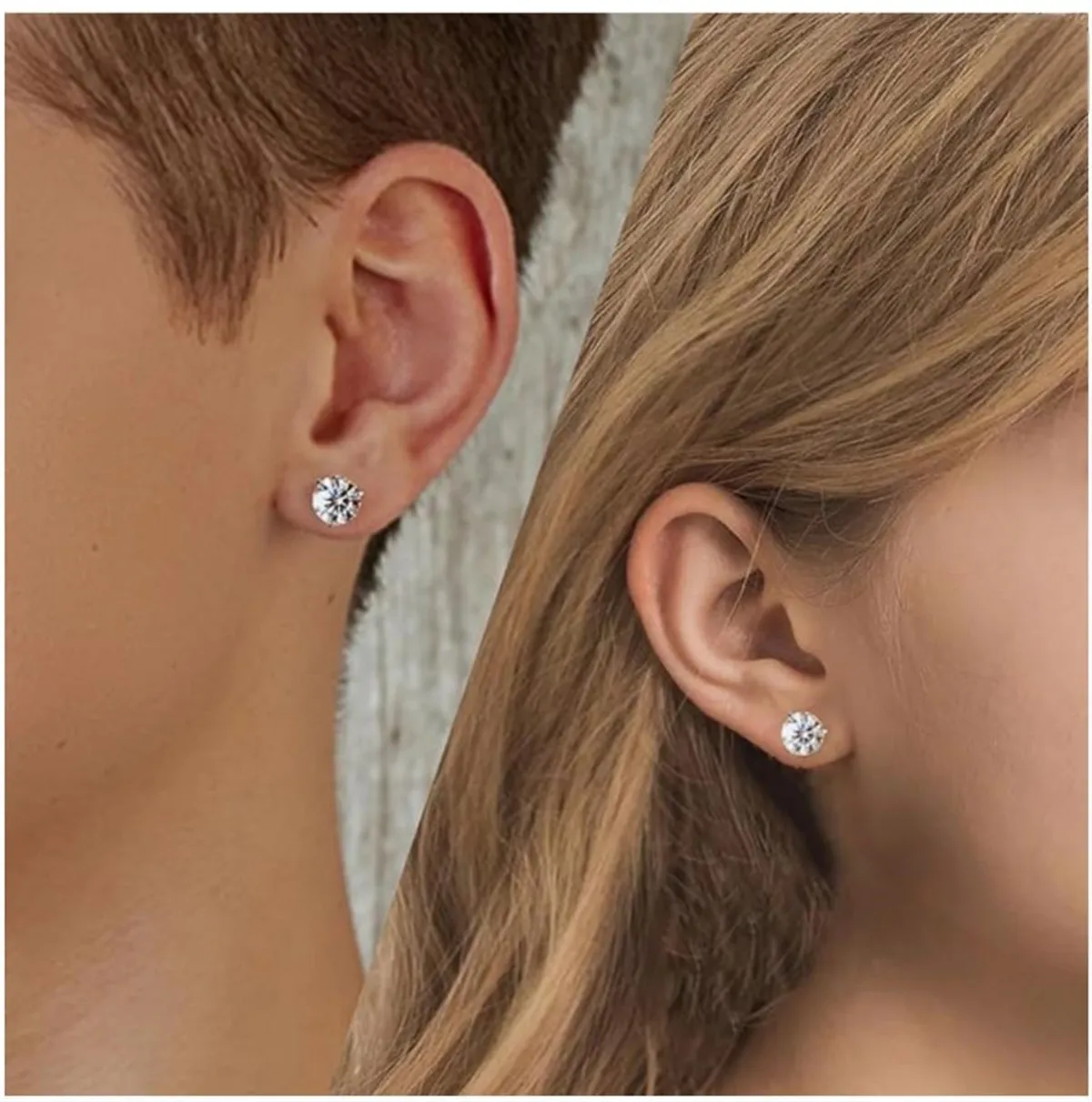 18K solid Real gold Lab grow diamond earrings Simple 3 claw 10K gold 1CT diamond earrings custom Valentine's Day gift for women - view 3