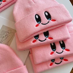 Cute Kirby Beanies Women Winter Warm Hat Anime Cartoon Solid Color Kawaii Embroidery Caps for Girls Knitted Bonnet Female Gift