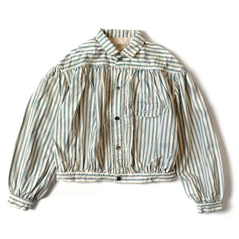 22AW KAPITAL Hirata Kazuhiro Japanese trendy men's and women's cotton and linen striped casual cardigan jacket