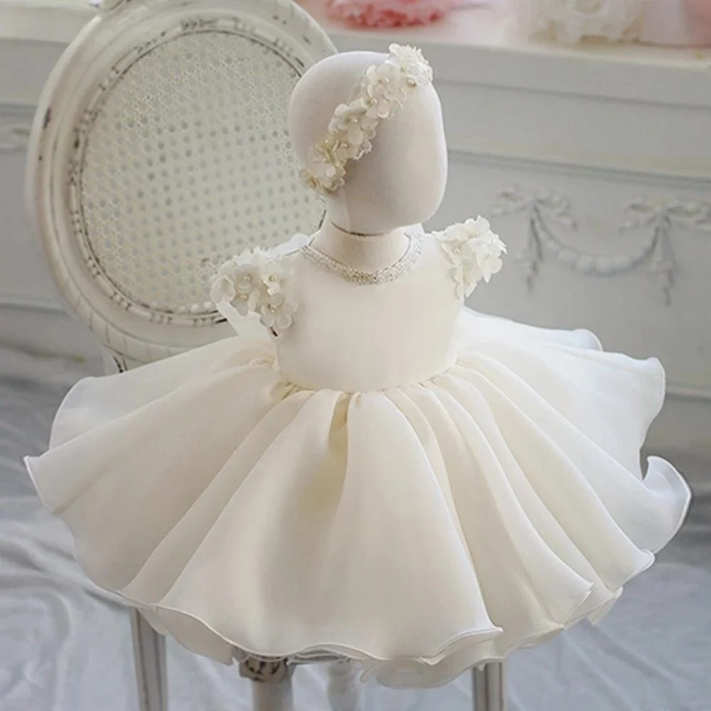 Custom Luxury Dress FlowerGirl Wedding Pageant Ivory Satin Floral Tulle Kid Luxe Birthday Guest Evening Runway Show Ball Gown