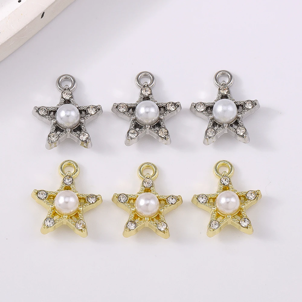 

5pcs Delicate Crystal Pearl Star Pendants Charms for Jewelry Making Necklace Earrings DIY Bracelet Accessories