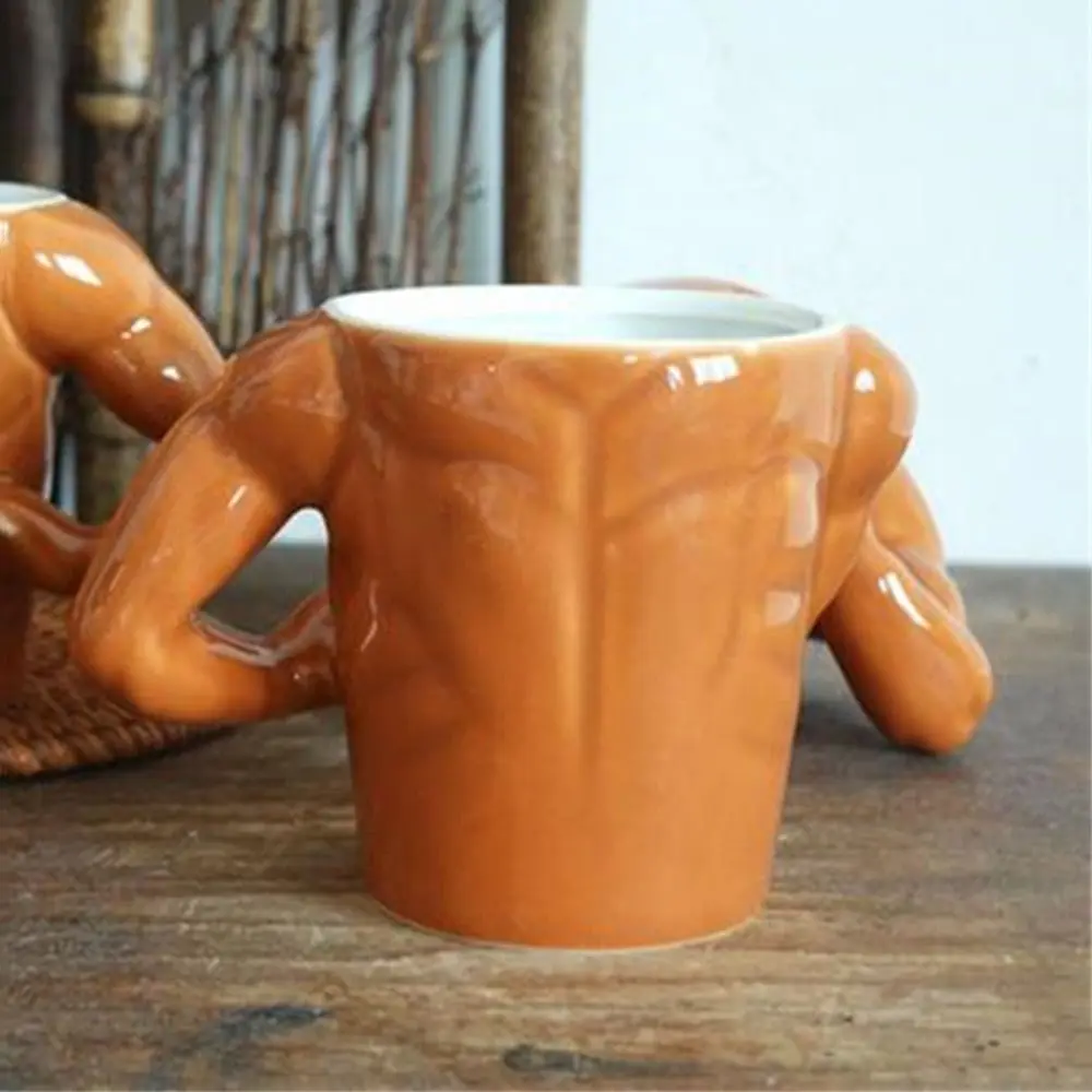 

With Handle Ceramic Pectorales Mugs Gift Box Ceramic Material Muscle Man Mug Funny Design Creative Shape Funny Gift Mugs