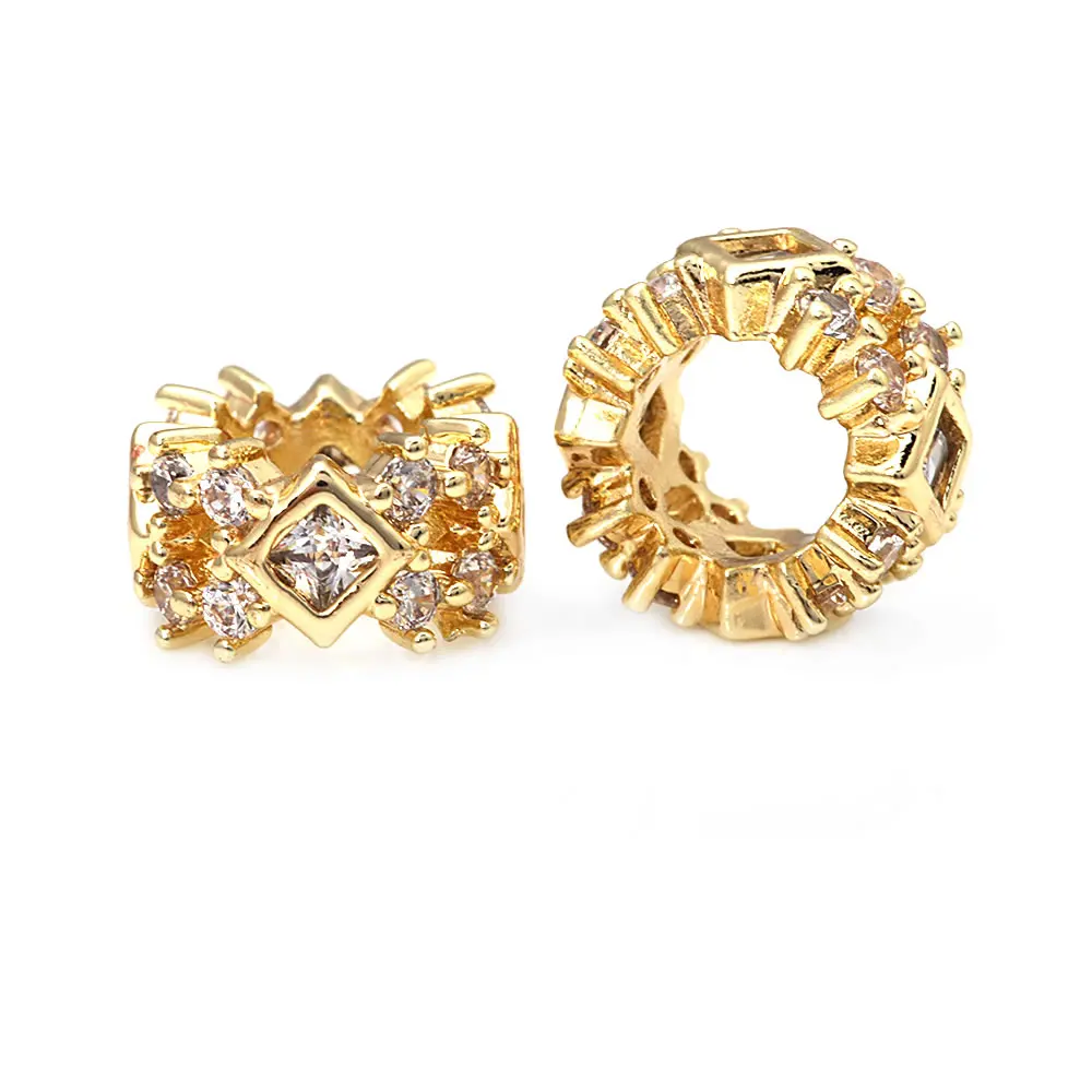 4PCS Brass Zircon Large Hole Cylinder Spacer Beads Bracelets Beads High Quality Diy Jewelry Accessories Rosediy official-website