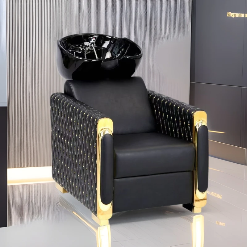

Barber shop shampoo bed Thai shampoo chair with armrests Hair salon special semi-reclining seated punch bed