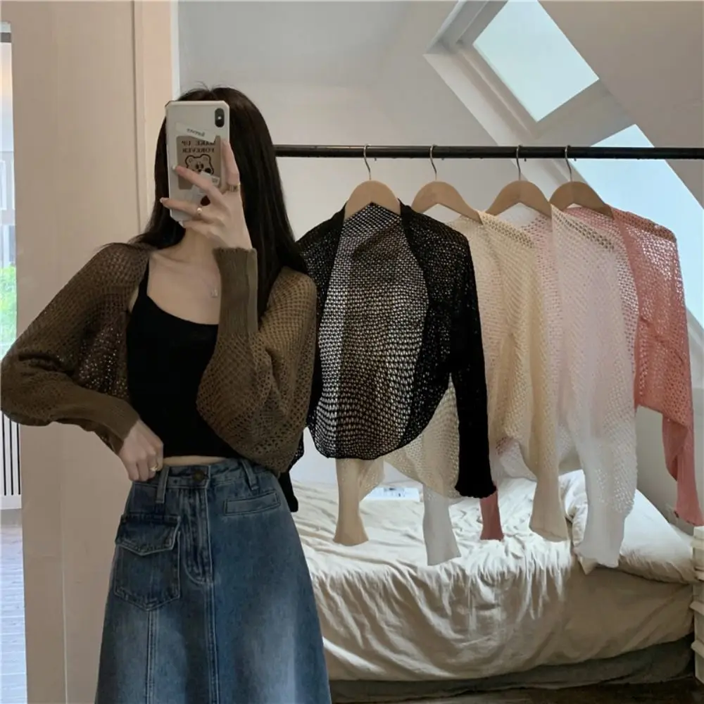 

Oversized Hollow Knitted Cardigan Top Loose Crochet Top Hollow Out Beach Crop Top Beach Wear Korean Style