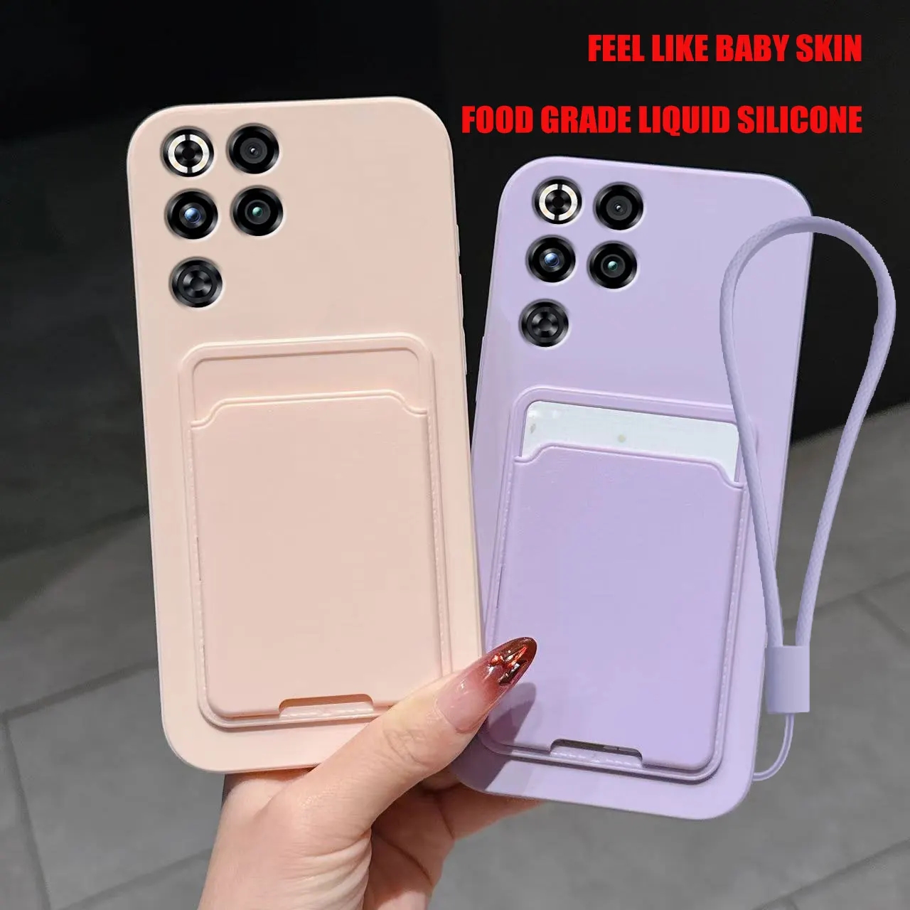 Case for ZTE nubia RedMagic 11 Pro 10 Liquid Silicone Card Holder Soft Phone Skin Cover 10 Shockproof Back Pocket Wallet Funda