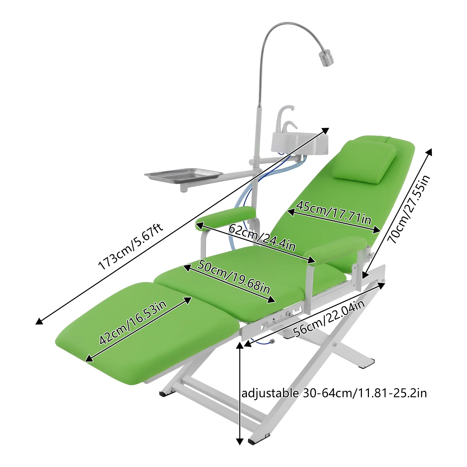 Portable Folding Mobile Dental Chair with LED Lamp, 360° Light Arm Rotating Dental Chair for Hospitals, Clinics image 6