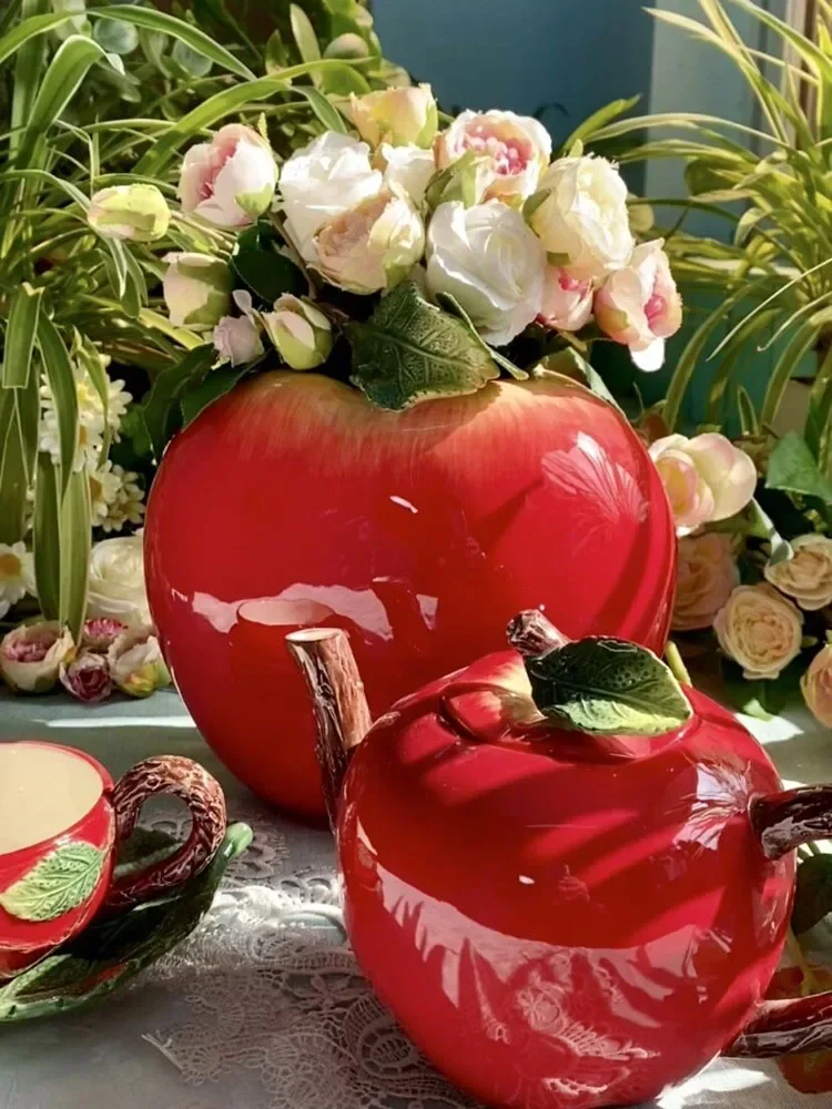 Garden Ceramic Apple Flowers Vase, Home Decor, Christmas Decoration, Study Office, Living Room, Dining Table, Interior