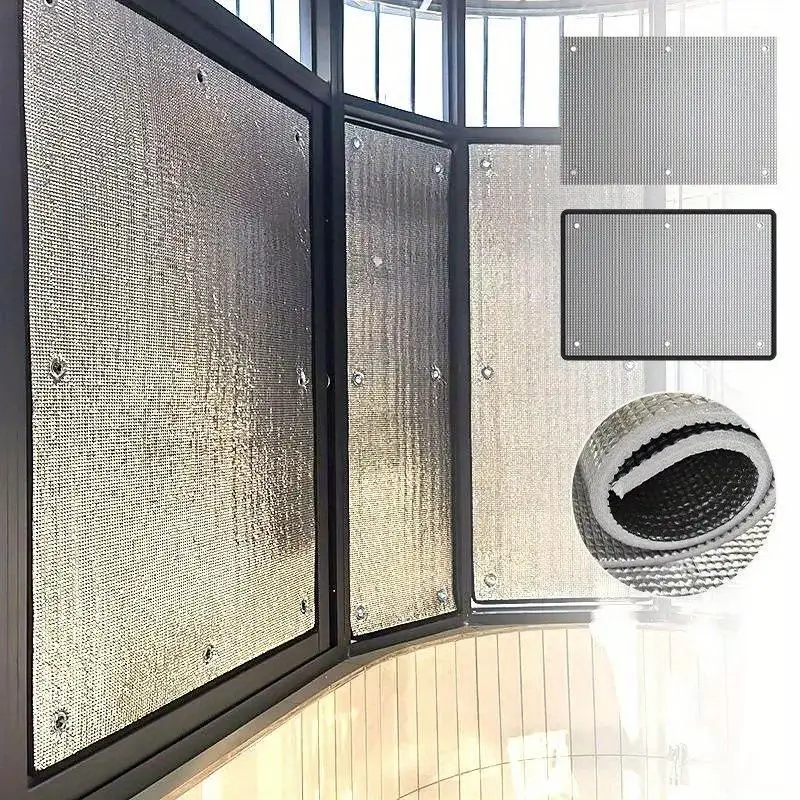 Aluminum Foil Window Insulation Film Double Side Anti-UV Window Sun Shade Film With Suction Cup Removable Sunshade Protector Pad