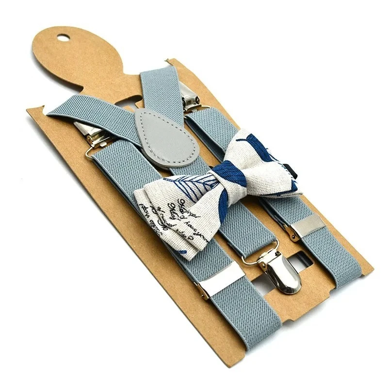 Bretelle per bambini di alta qualità Cintura per bambini in tinta unita Set papillon Bretelle regolabili per bambini Clip-on Y-Back Bretelle elastiche