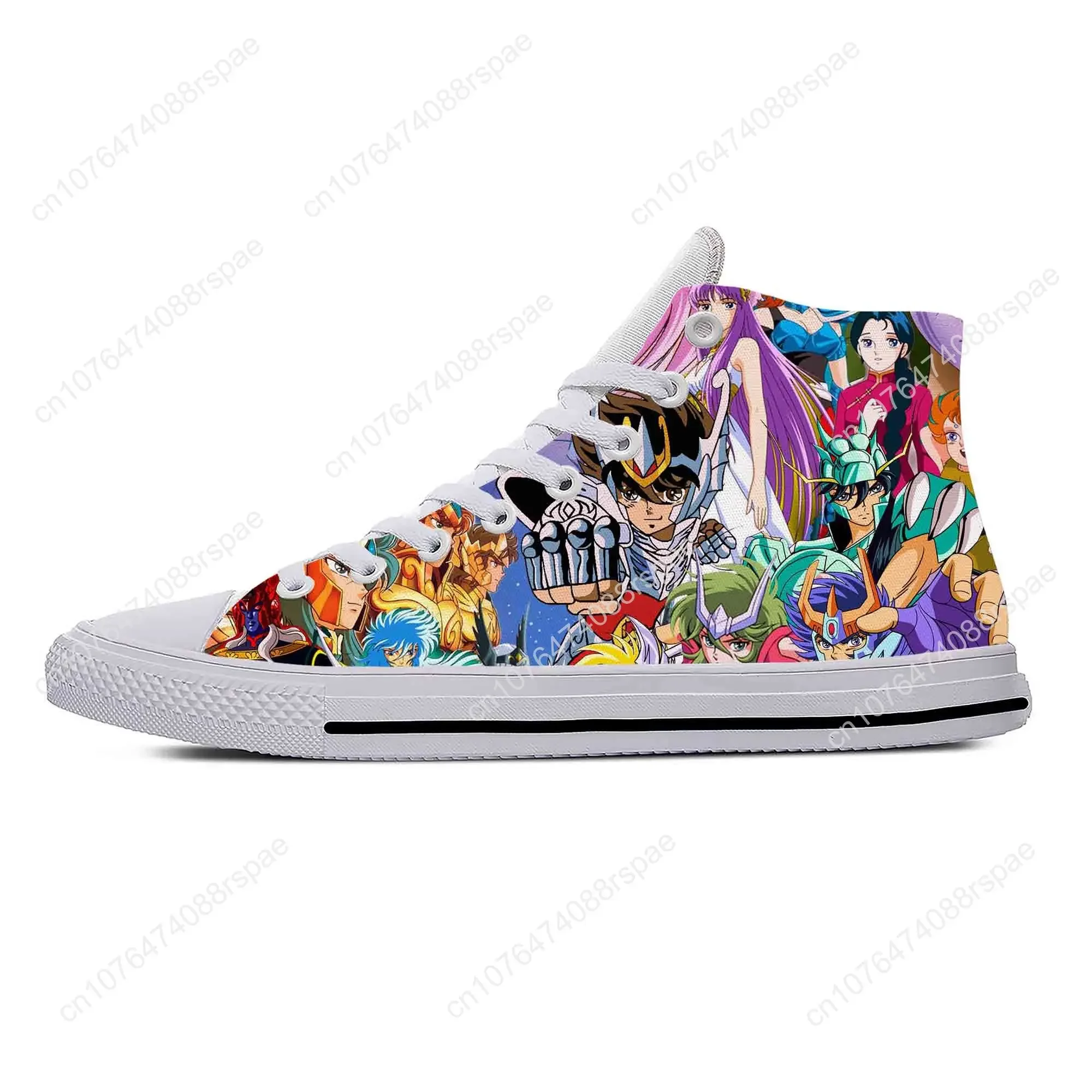 Seiya Japanse Anime Manga Cartoon Comic Saint Casual Doek Schoenen Hoge Top Lichtgewicht Ademende 3d Print Heren Dames Sneakers