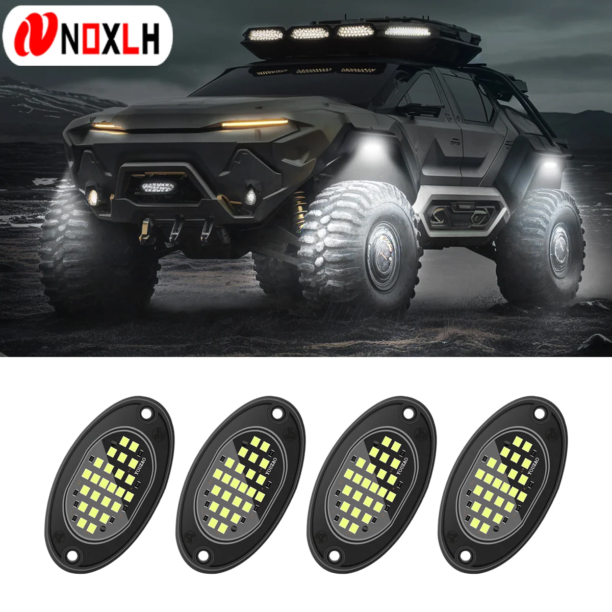 4pcs 24LED Rock Lights Kit Car Atmosphere Lamp for Offroad Truck SUV 4x4 ATV Jeep Neon Underbody Underglow Trail Rig Light