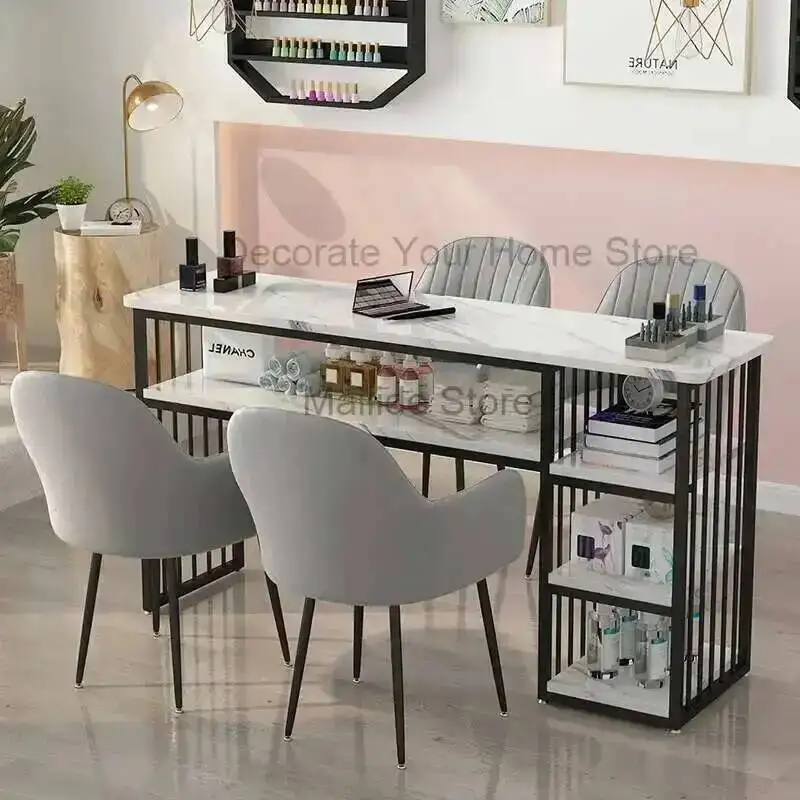 Modern Commercial Wrought Iron Manicure Station For Furniture Nail Tables Simple Economical Upscale Professional Manicure Table