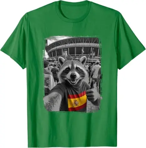 Spanische Flagge Waschbär-Selfie Lustiges Spanien Patriotisches T-Shirt Y2k Waschbär-Selfie im Stadion mit Spanien-Landesflaggen-Grafik-T-Shirt – Detail 9