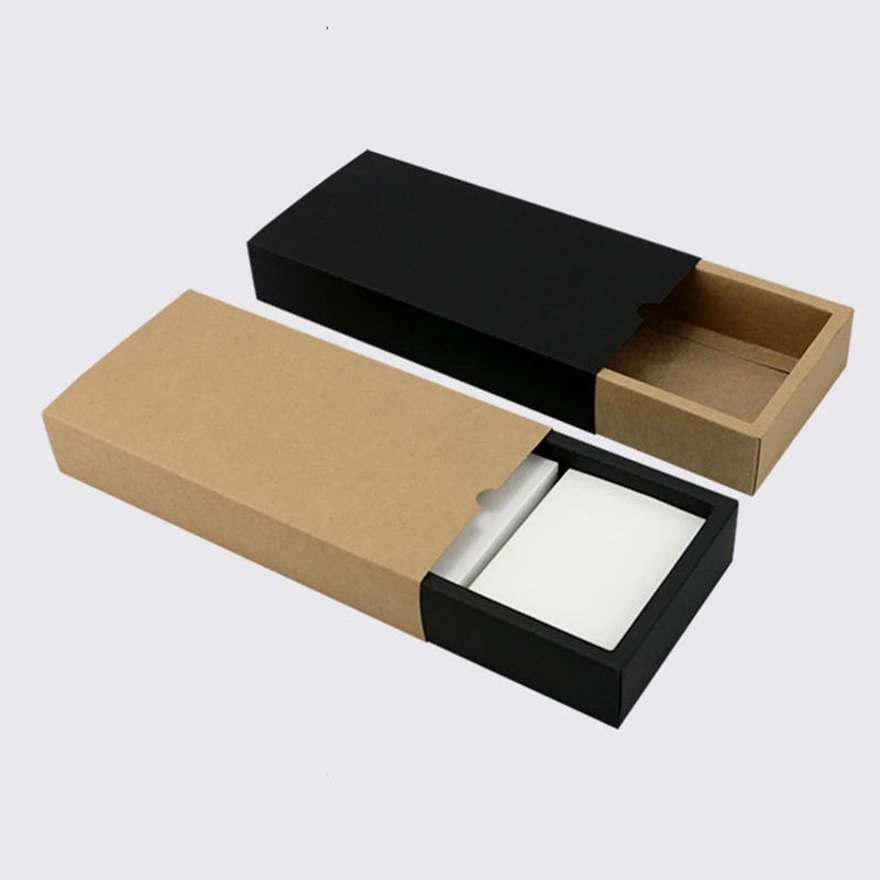 20 pcs Luxury black kraft paper sliding box, cardboard drawer box, CD sleeve Black slide box Custom gift box