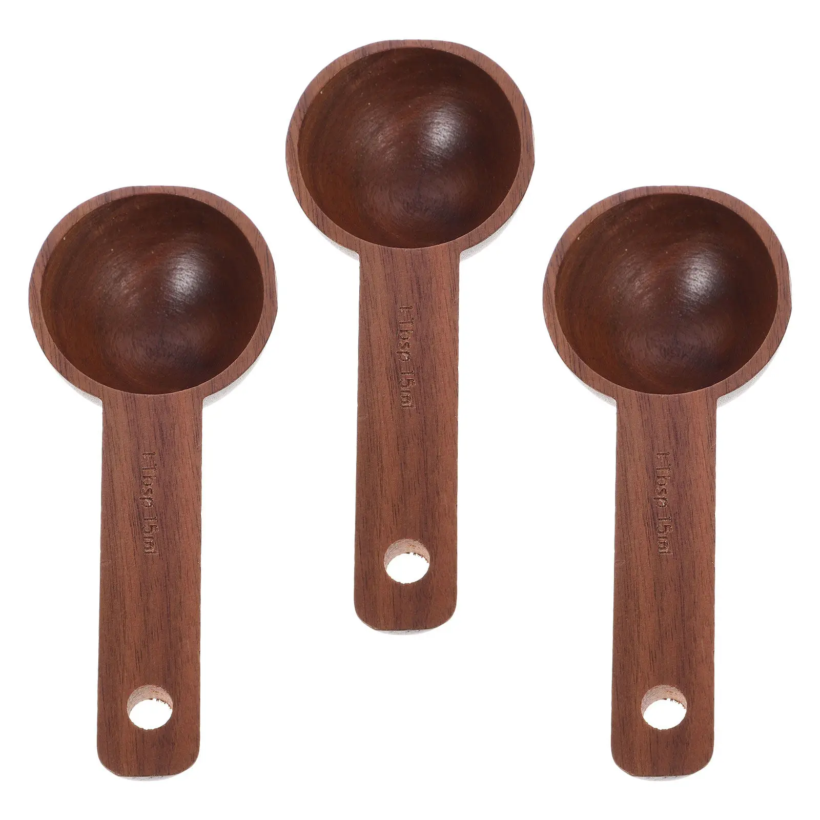 3Pcs Walnut Wood Coffee Scoop Walnut Spoon Set Natural Texture Easy Clean Reusable Measuring Spoon for Coffee Beans Home Kitchen