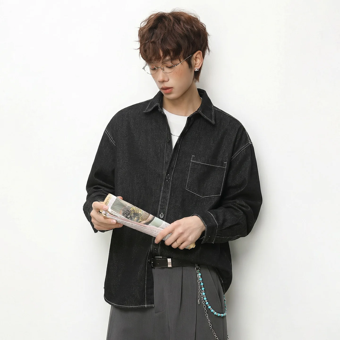 2026 Vintage Washed Denim Long-Sleeved Shirt for Men - Spring Style  Japanese Casual Trendy Brand  Soft Texture Shirt Jacket