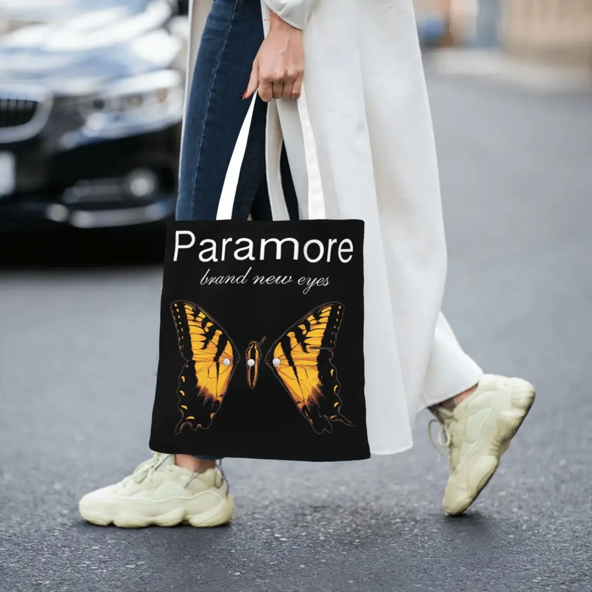 Paramore Butterfly Logo Tote Bags Women Handbag Canvas Student Connor Wilson Shoulder Bag Printed Grocery Bag