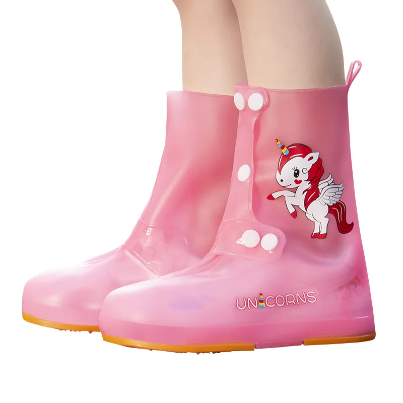 New Children Boys Girls Fashion Silicone Rain Shoes Covers Kids Cartoon Shoes Protector Anti-slip Rain Boots Pads For Outdoor