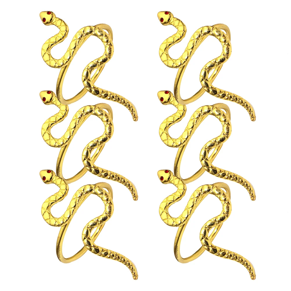 6 ชิ้นงูปีแหวนผ้าเช็ดปากสิ่งทอหน้าแรกตารางผ้าลินินจีน Zodiac Dinner Party Supplies Serviette ผู้ถือบนโต๊ะอาหาร