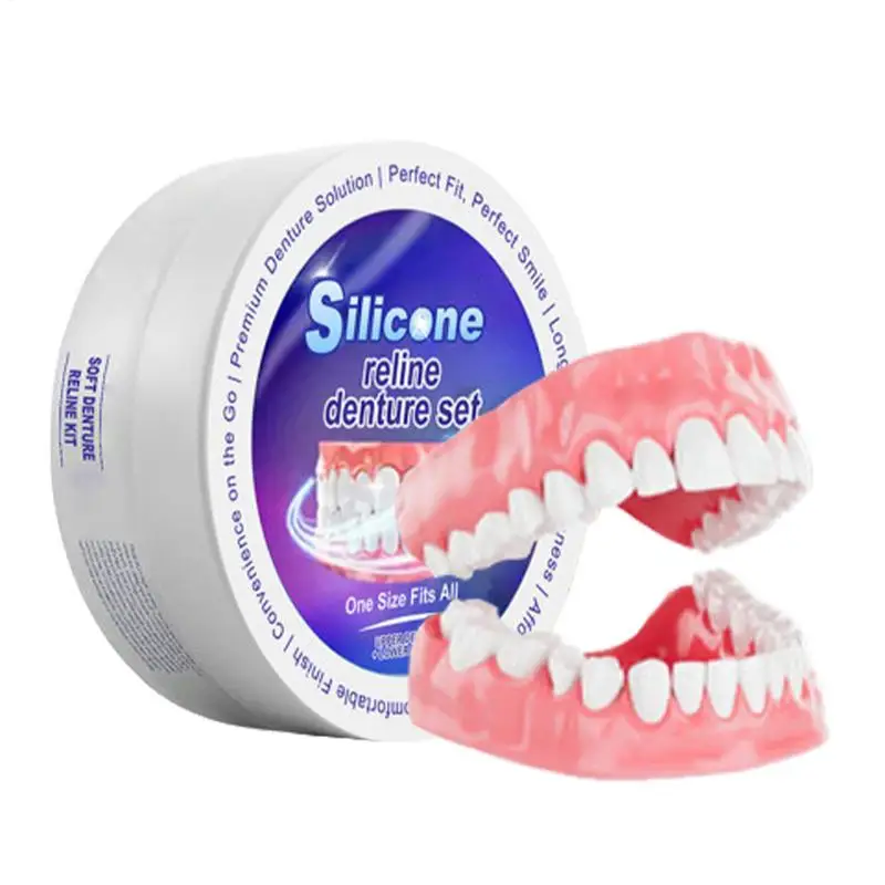 Denture Relines Kit Denture Repair Kit Silicone Upper Lower Veneers Perfect Laugh Soft Denture Kit Fake Tooth Oral Hygiene Care