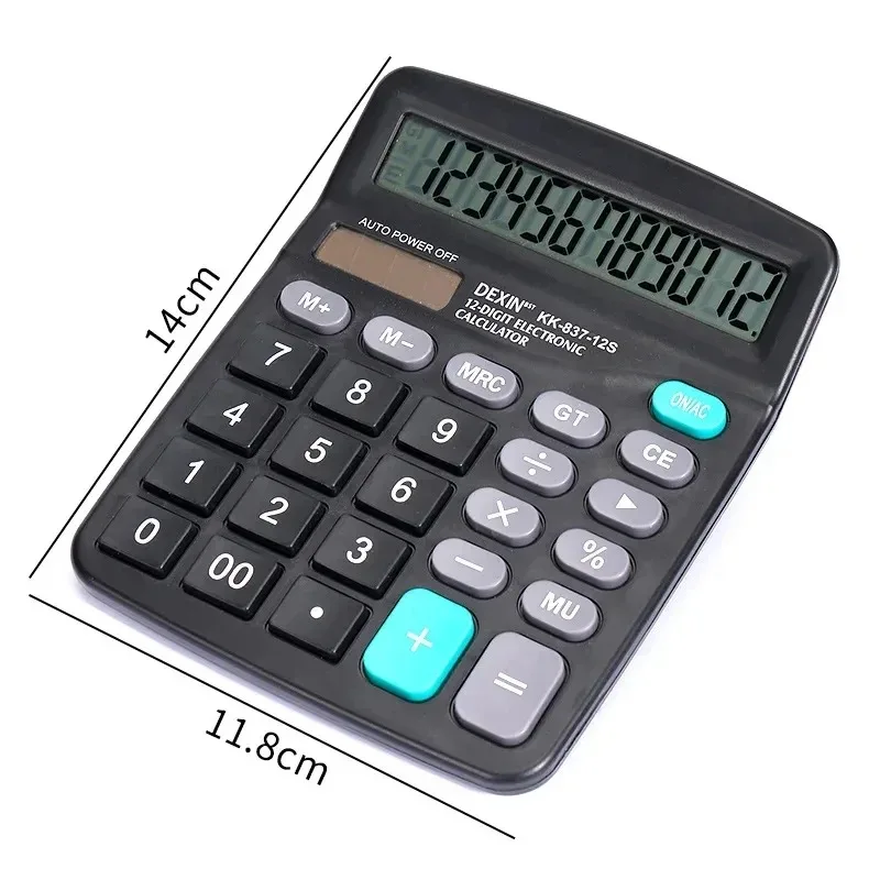 12 Digits Solar  Battery Dual Power Calculator Large LCD Display for Home Office School Finance Accounting Tools Mini Calculator