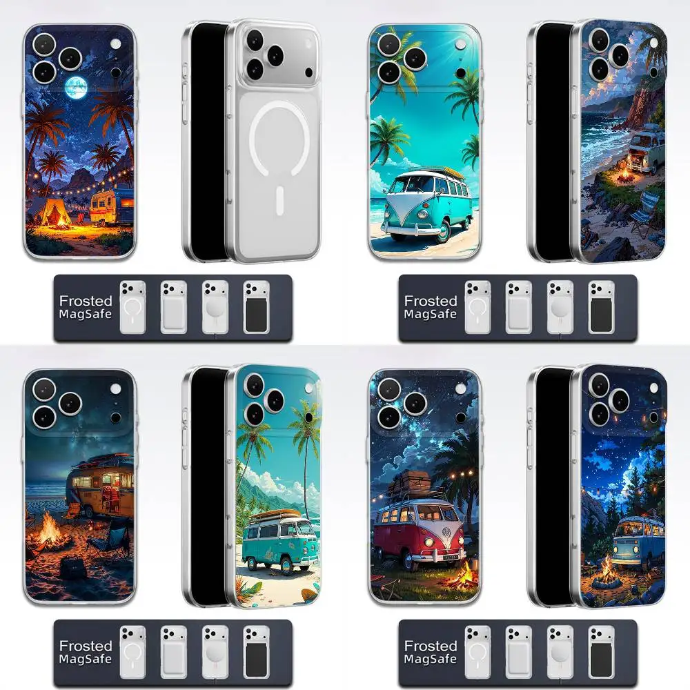 

Combi Van Car Outdoor Camping Phone Case For iPhone 17,16,15,14,13,12,11,Pro,Max,Plus,E,Air,Mini Magsafe Transparent