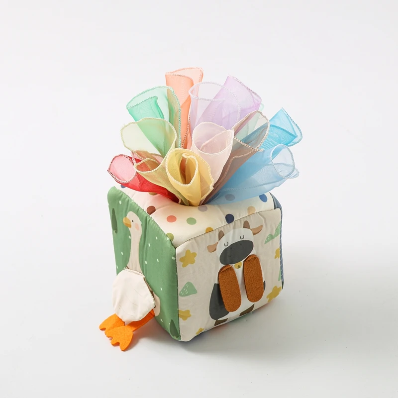 Baby Montessori Spielzeug Baumwolle Magische Taschentuchbox Fingerübungs-Beschäftigungsspiel Pädagogisches Spielzeug Weiche Rassel Spielstoffbuch Geschenk – Detail 8