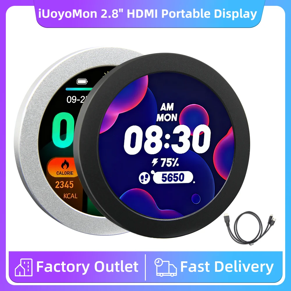 2.8 Inch IPS Secondary Screen 480x480 HDMI Round LCD CPU GPU RAM HDD Monitoring NO AIDA64 MINI PC Gamer Display