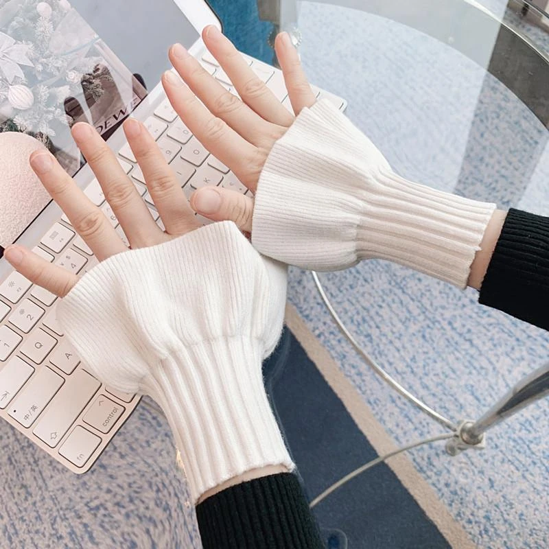 White background for photo nails sweet flared knitted fake sleeves Manicure photography elastic cuffs solid color wrist ornament